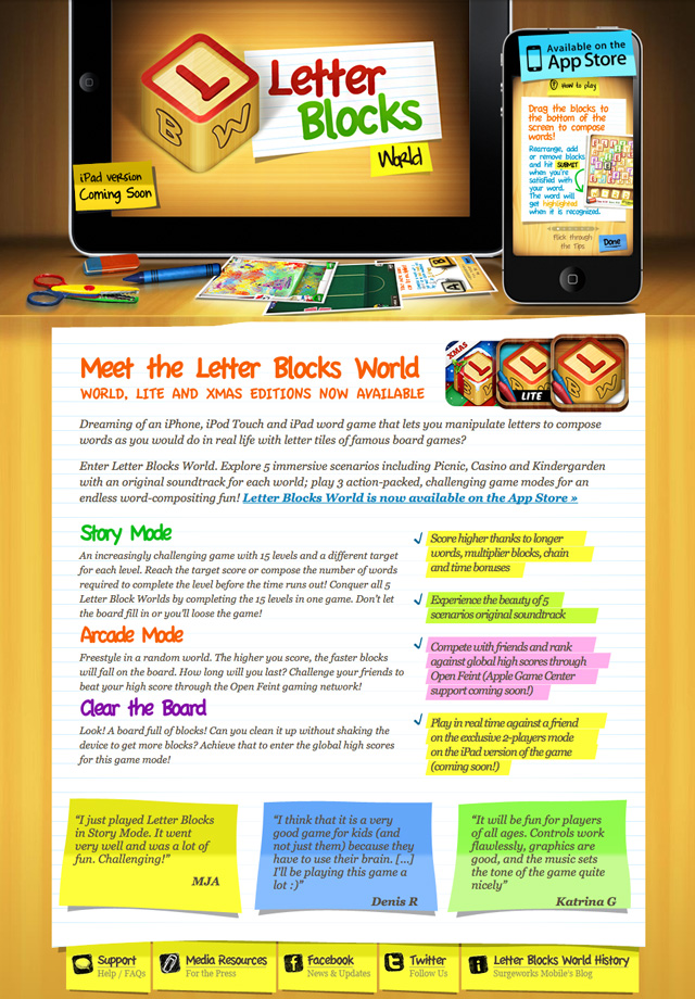 Letter Blocks World - Promotion Website