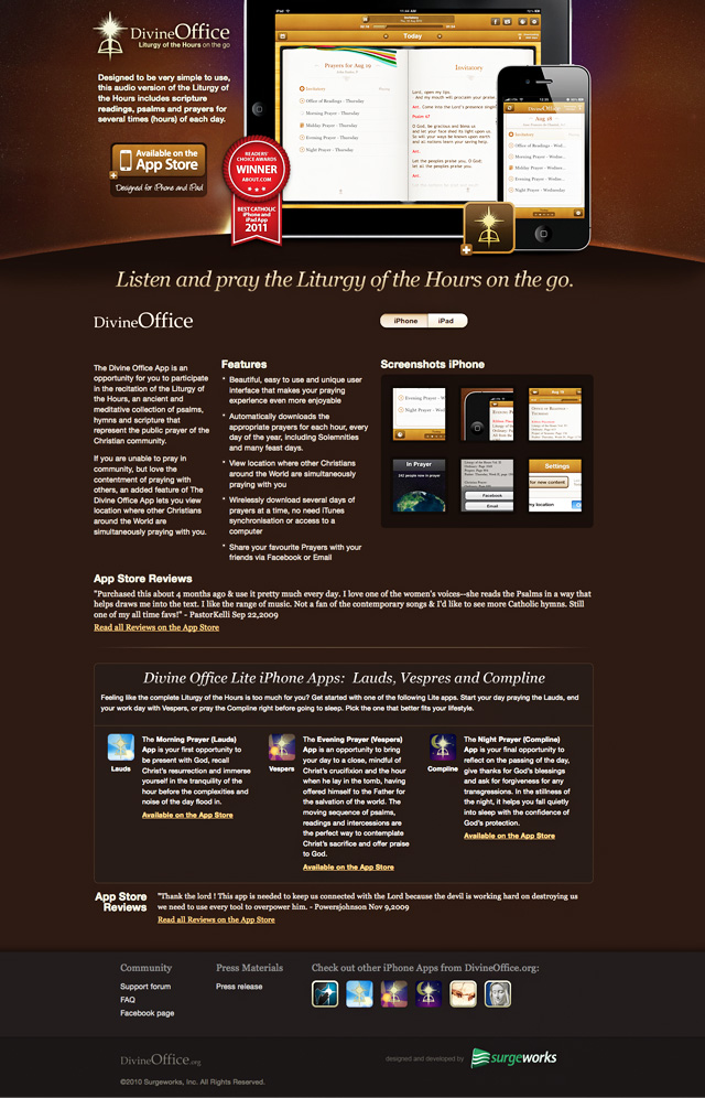 Divine Office Apps - Promotion Website