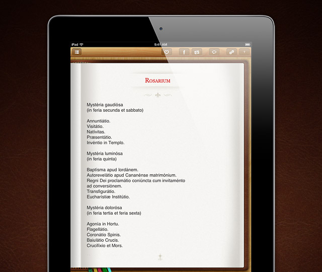 Prayer app for iPad - Content screen